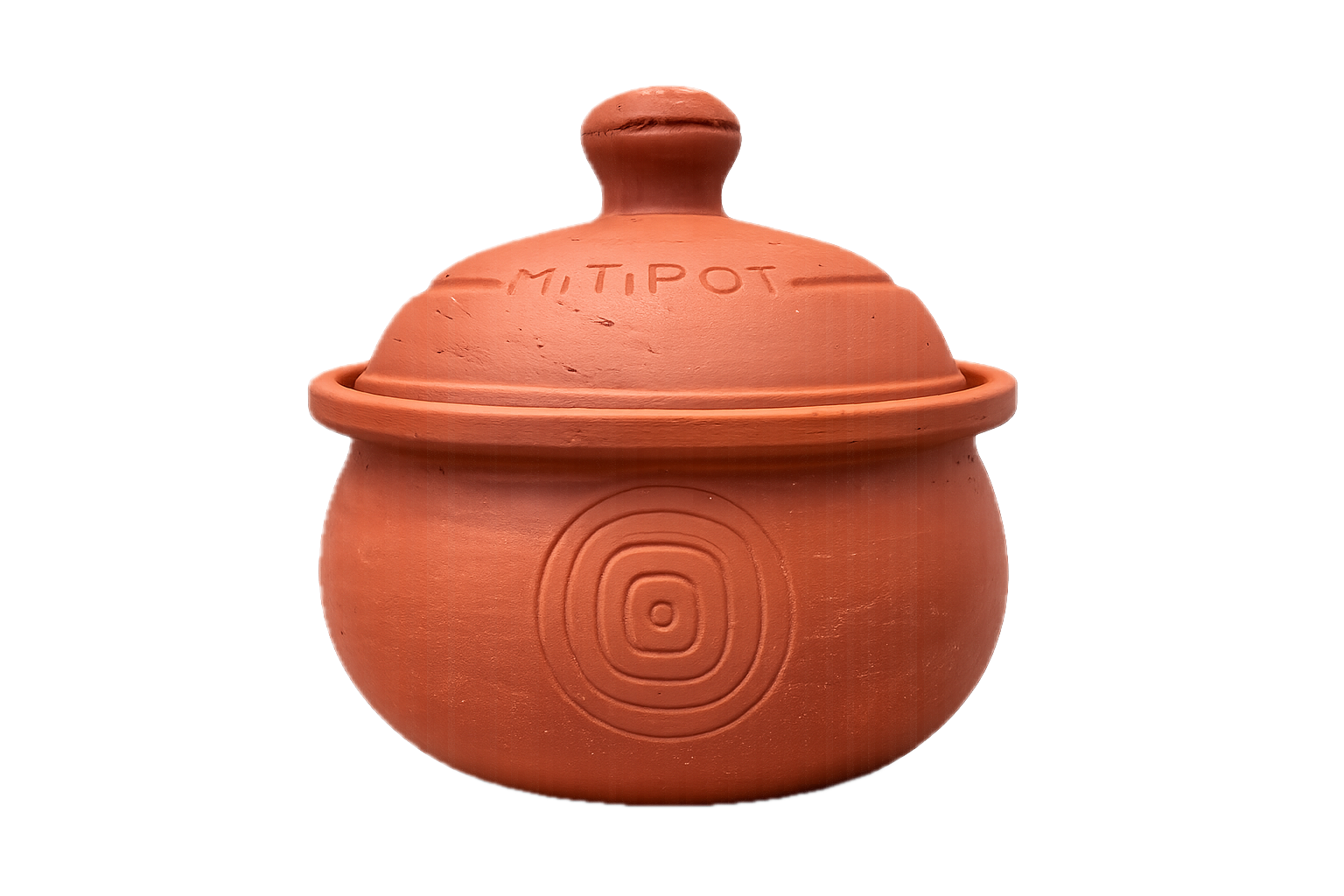 The handmade Mitipot — unglazed terracotta with its lid